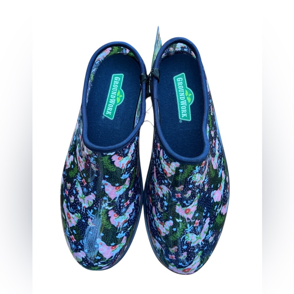NWT Women’s blue Garden Shoes with chicken floral Print Casual waterproof gifts